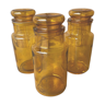 Lot de 3 pots bocal  en verre jaune ambré  de 21.5cm legal France.
