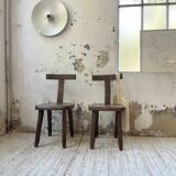 Pair of Aranjou elm “T” chairs