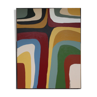 Colorful abstract painting "Rainbow n°4" 72x60 cm