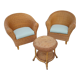 Pair armchairs wicker table Living room veranda vintage