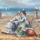 Oil on panel k wilson signature to identify 1960 beach scene