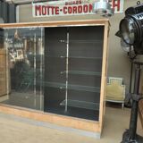 Ancient shop window Ch. Leclerc Lille 1930 in beech glass and chromed metal