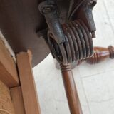 1930s, Danish highback rocking chair, original hand woven wool, ash wood.