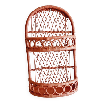 Terracotta rattan and wicker shelf