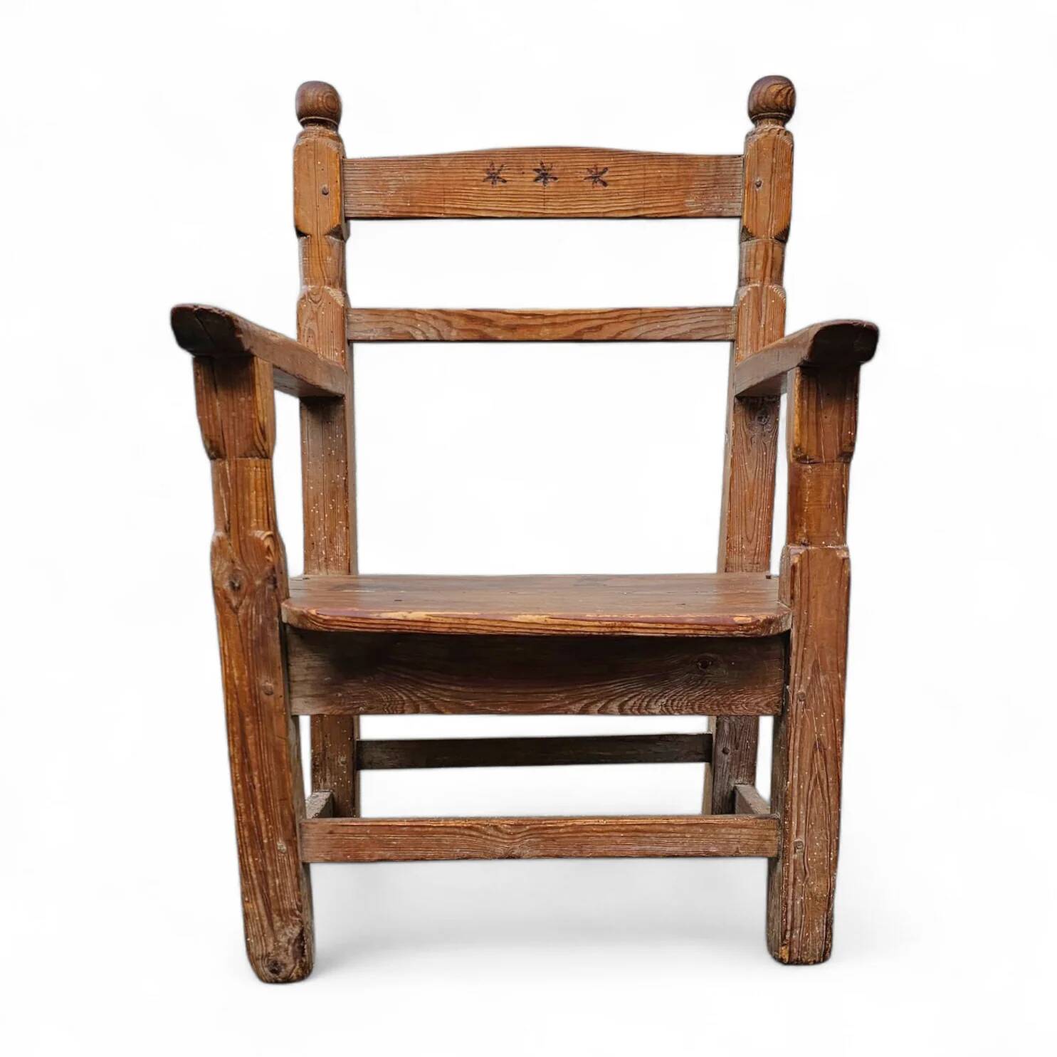 Old Spanish pine wood arm chair