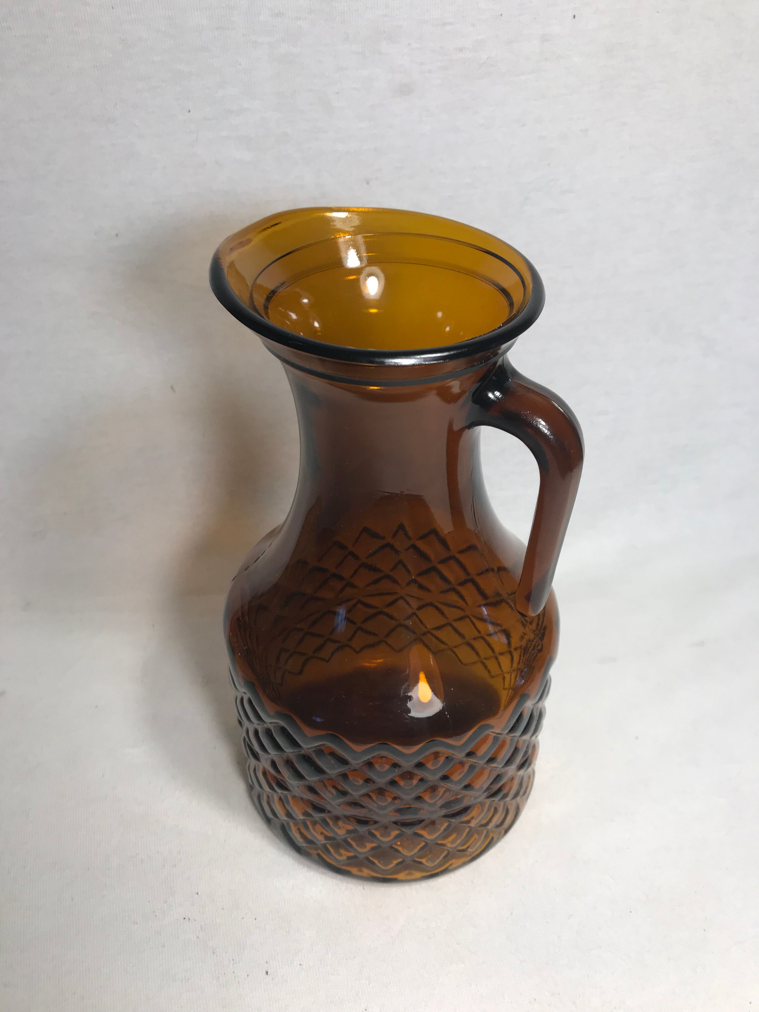 Service old decanter and its 6 glasses for orange juice - geometric vintage
