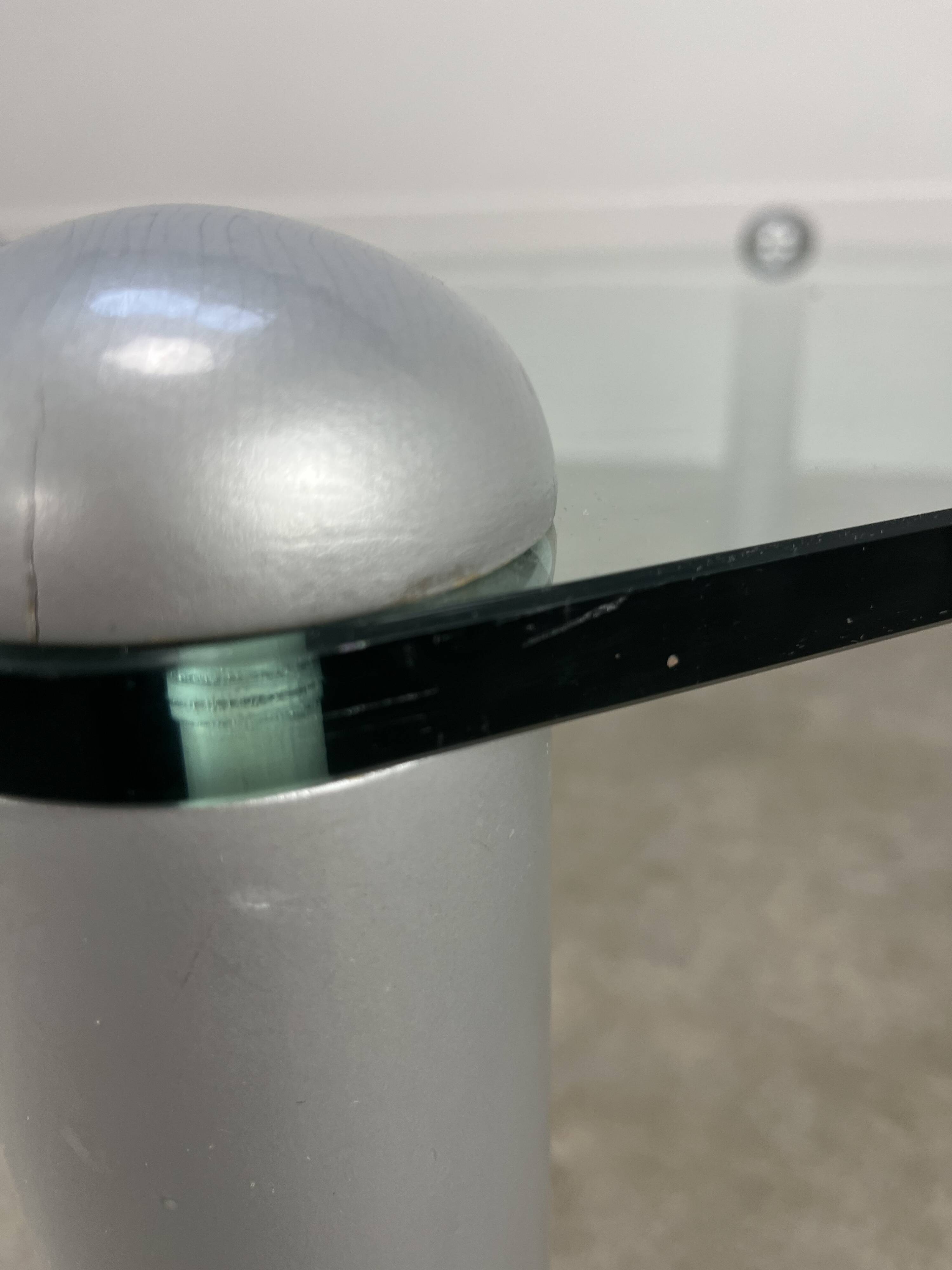 Ligne Roset coffee table, glass, postmodern design, 80s