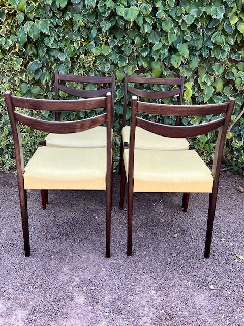6 Scandinavian chairs with pale yellow skai seats