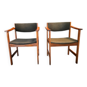 Fauteuils scandinave vintage en teck et tissu années 60 70