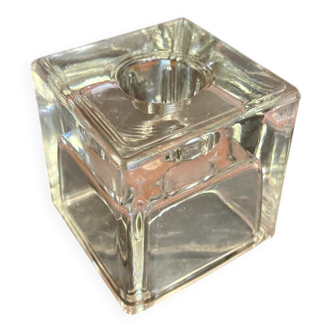 Vintage 1970s Dansk Ice Cube Design Glass Candle Holder