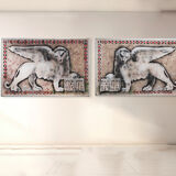 Paintings "lions of venice" by gio magri, set of 2, 1970s