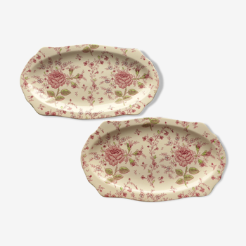 2 Oval ceramic dishes decorated with roses by Johnson Bros model Rose chintz