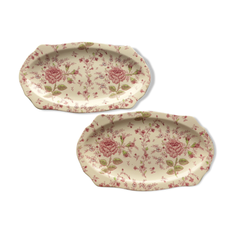 2 Oval ceramic dishes decorated with roses by Johnson Bros model Rose chintz