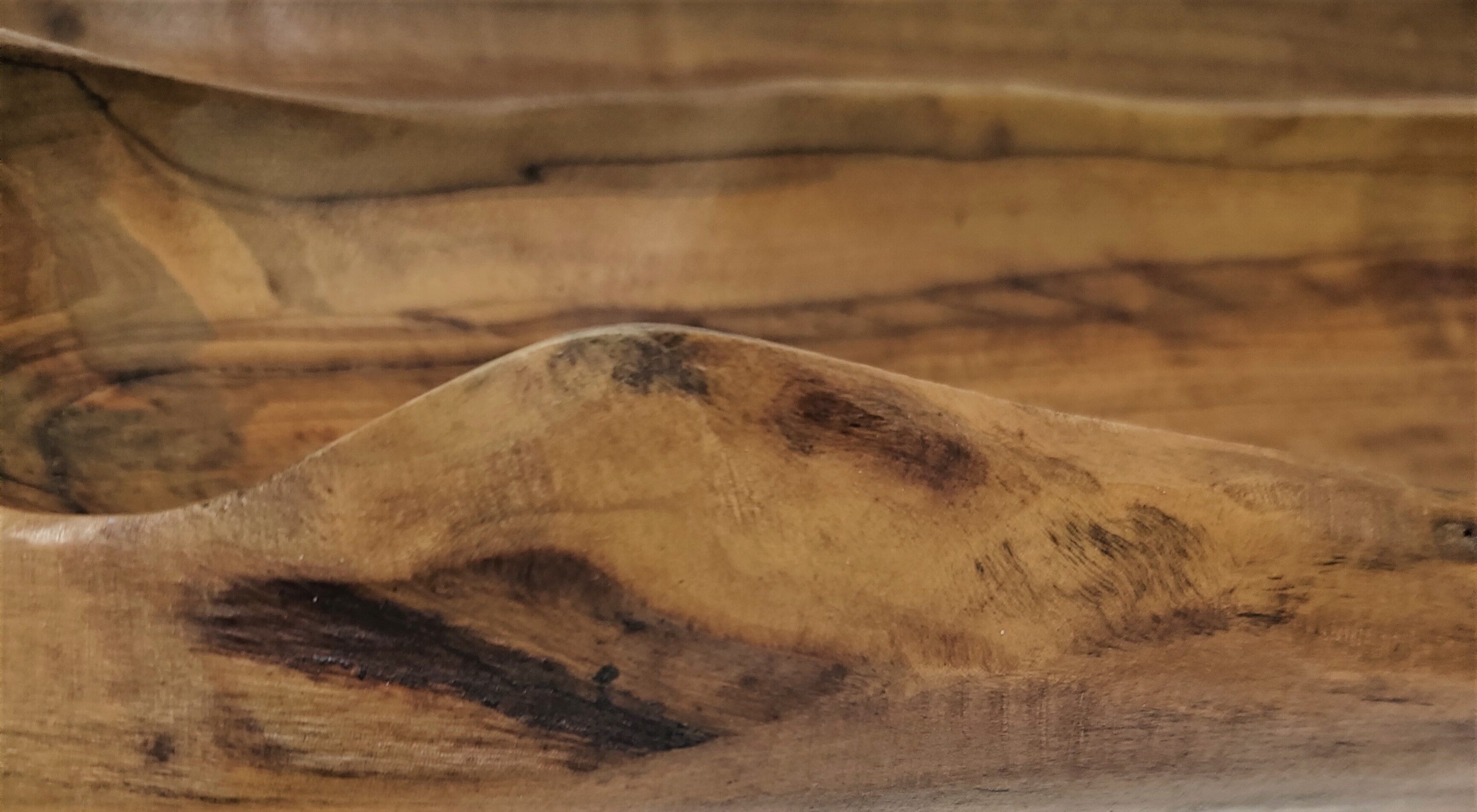 Sculptural cut solid walnut vintage monoxyl