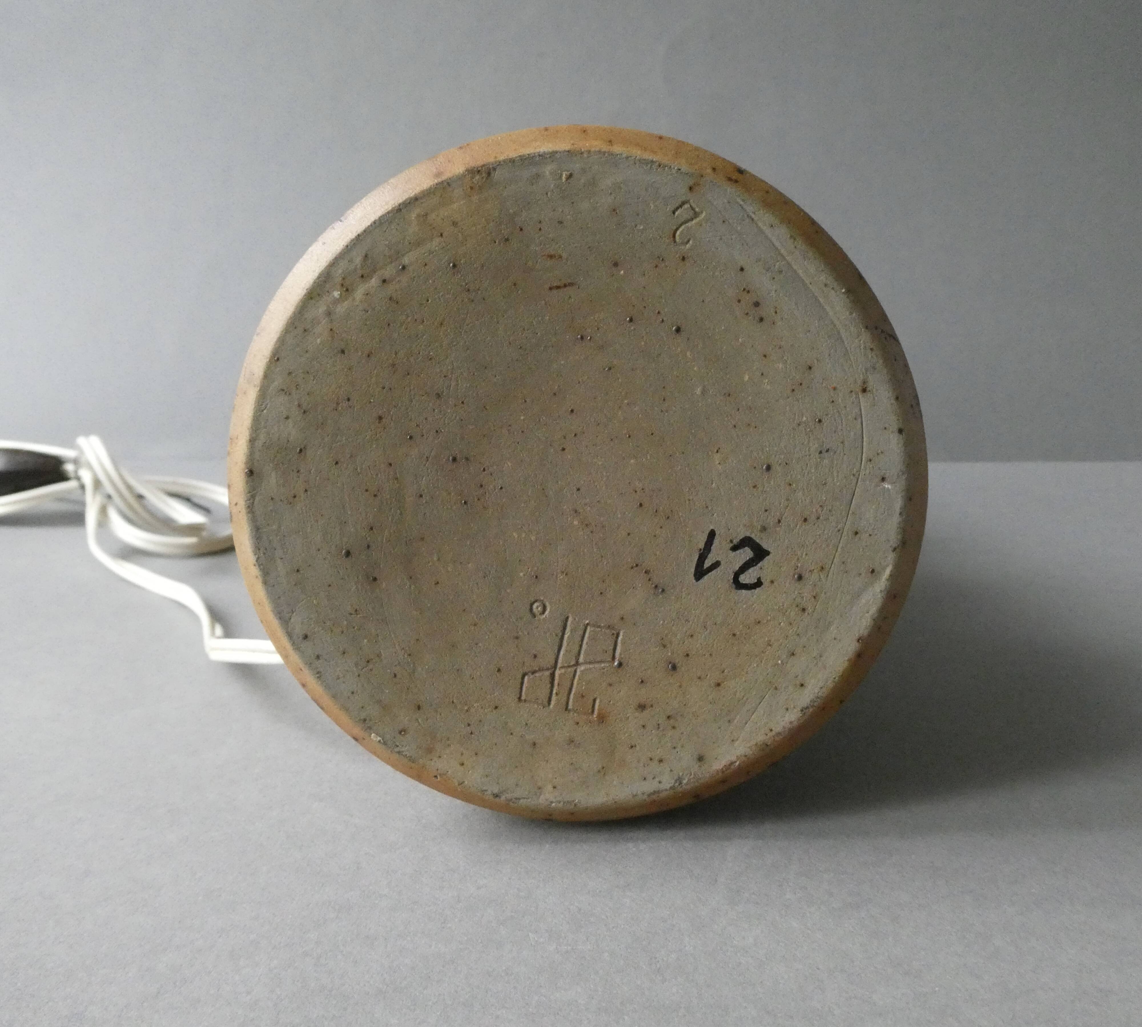 Large stoneware lamp base, signed Jean-Luc Noël, 1980s-90s