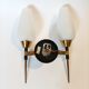 M.D two-arm wall lamp in gilded brass and black metal 1960