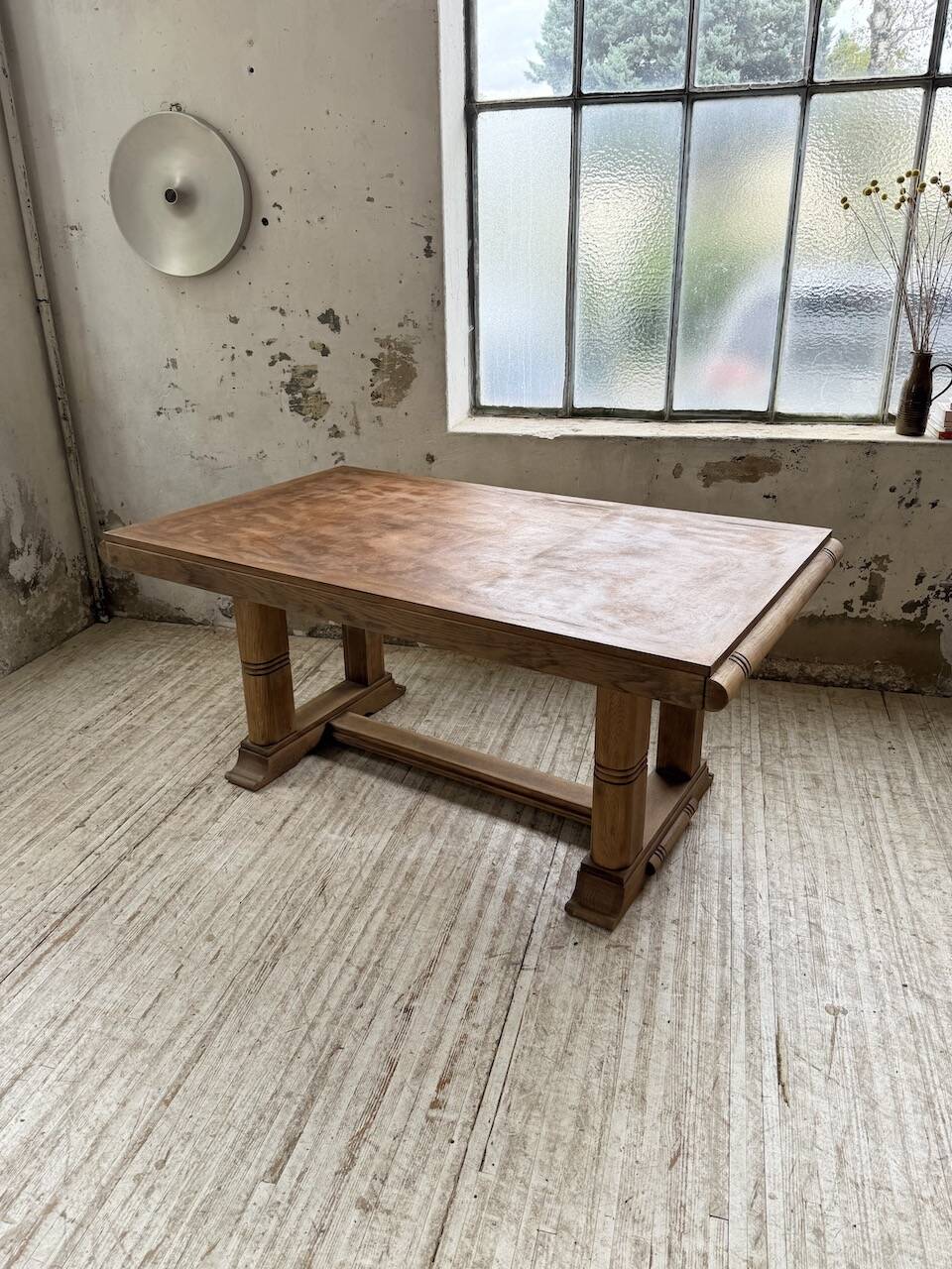 Table de repas chêne 1940 Dudouyt 240cm
