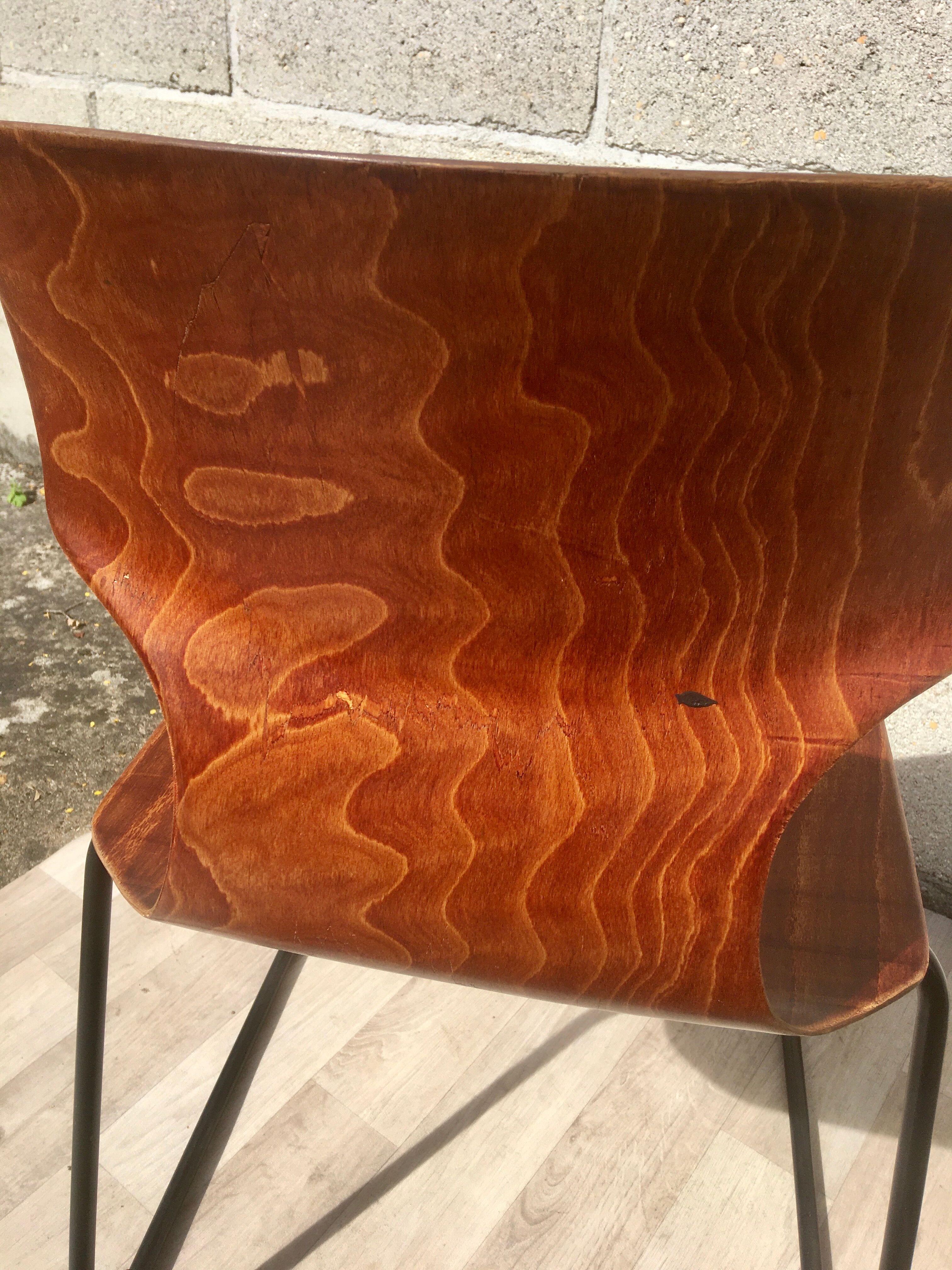 Set of 6 vintage sled chairs