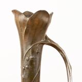 Art Nouveau vase in solid pewter with bronze patina by Louis Chalon 1910.