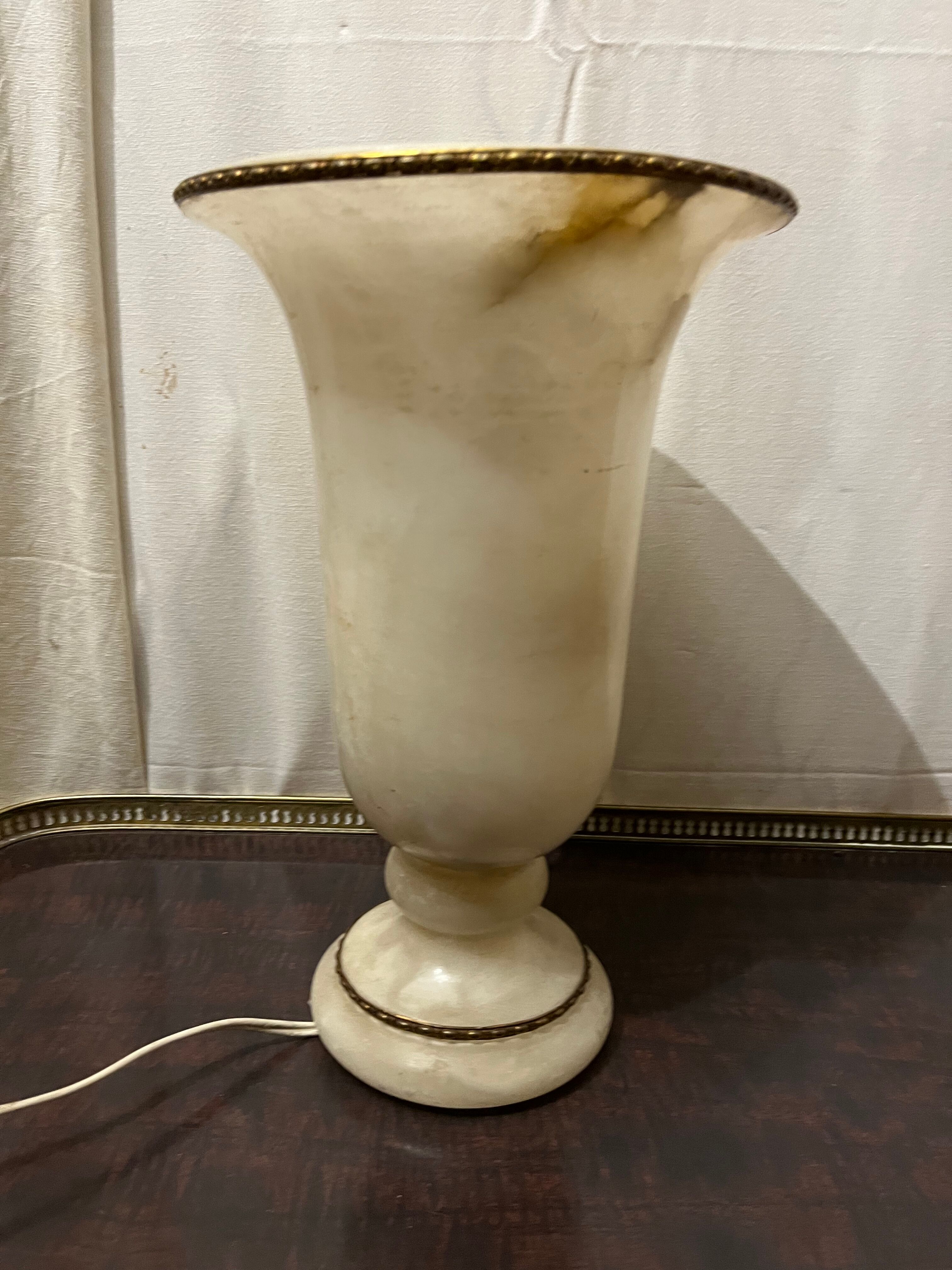 Art deco lamp shape alabaster vase 1930