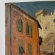 Scène de rue devant château, huile sur toile