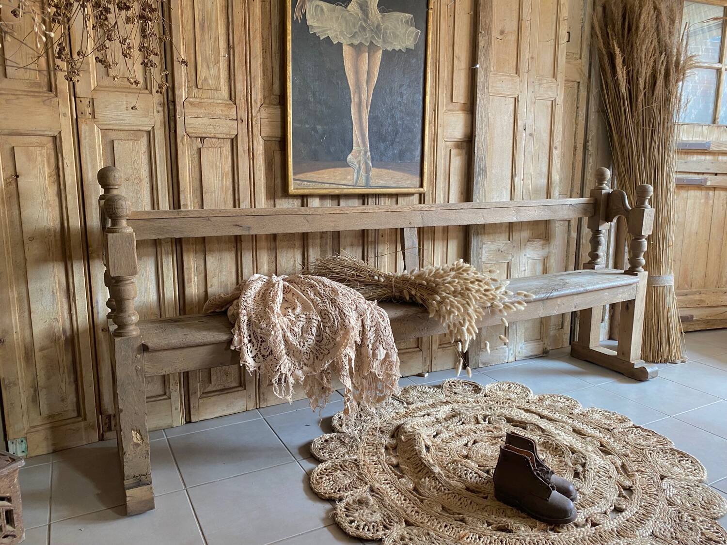 Old oak church pew