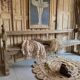 Old oak church pew