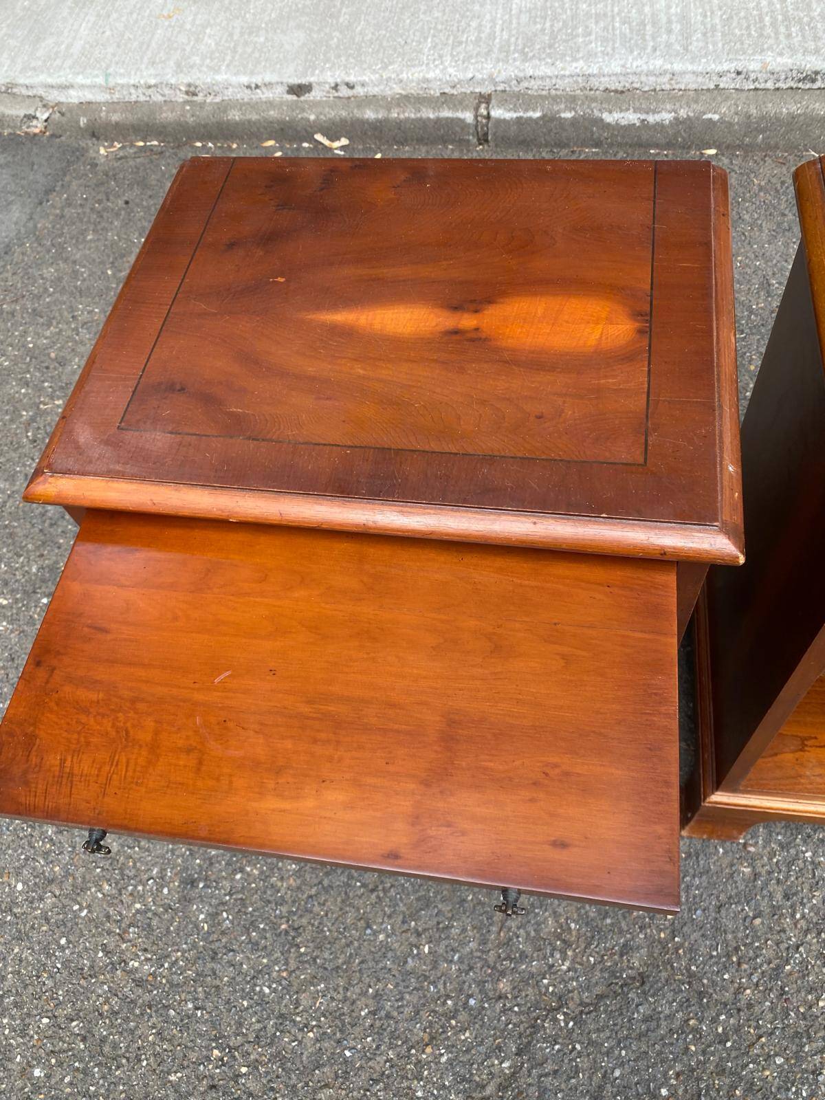 Pair of English yew wood bedside tables – Bradley Made in England 19