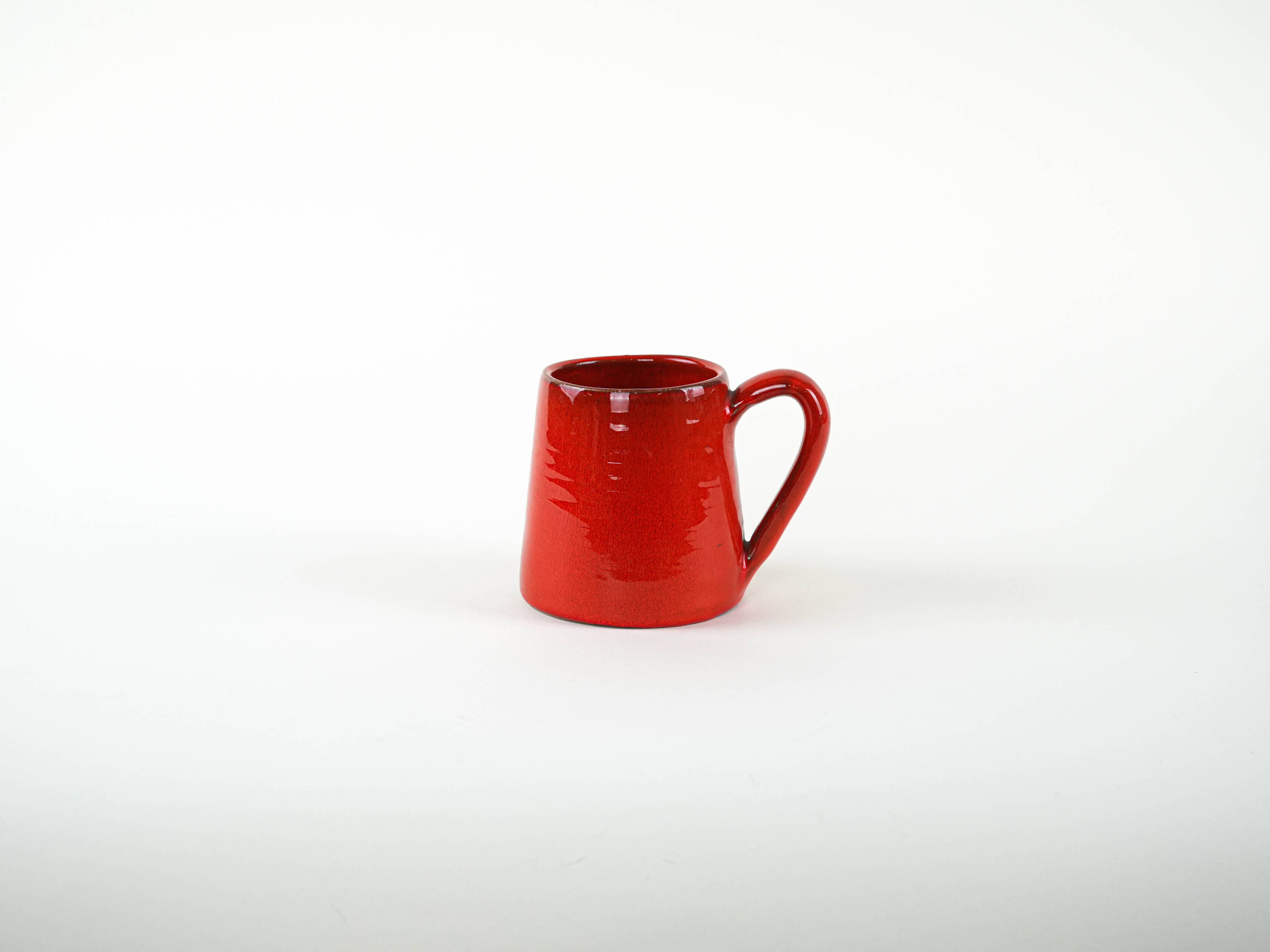 Red ceramic mug, Italian design, 1960s, made in Italy