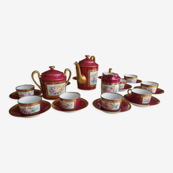 Tea set in hand-painted Limoges porcelain