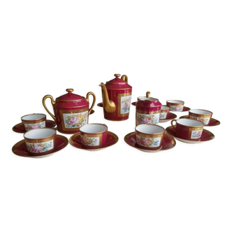 Tea set in hand-painted Limoges porcelain