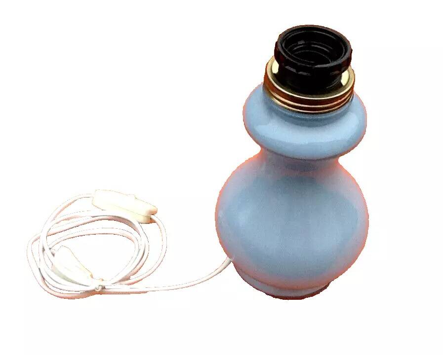 Shower lamp base, blue opaline glass