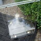 Meuble plexiglas vintage 1980 a roulettes