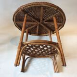 Coffee table in rattan and vintage wicker