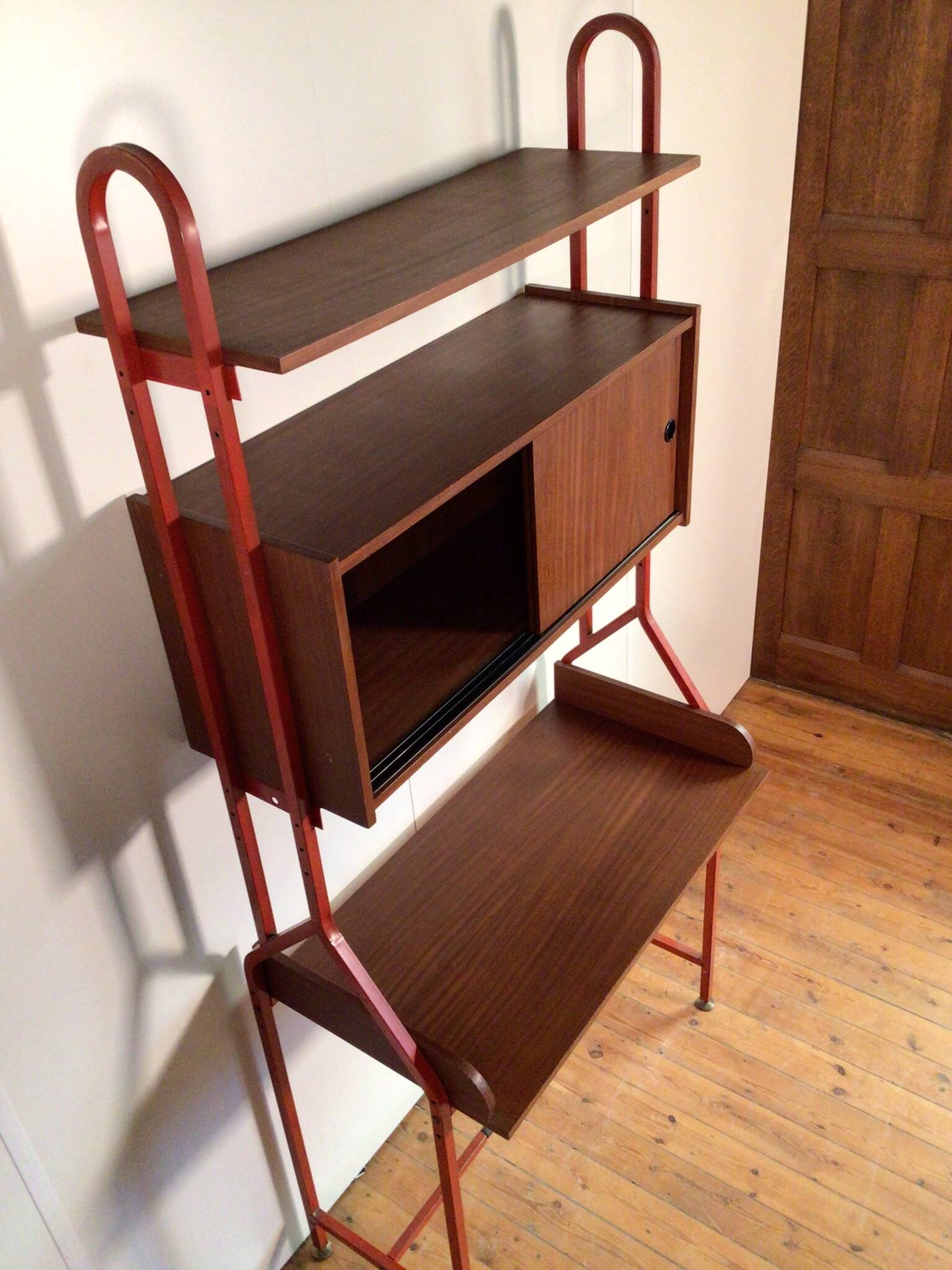 Vintage freestanding wall unit with desk