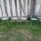 Salon de jardin 1 table 4 fauteuils fer forgé ancien vert Provence