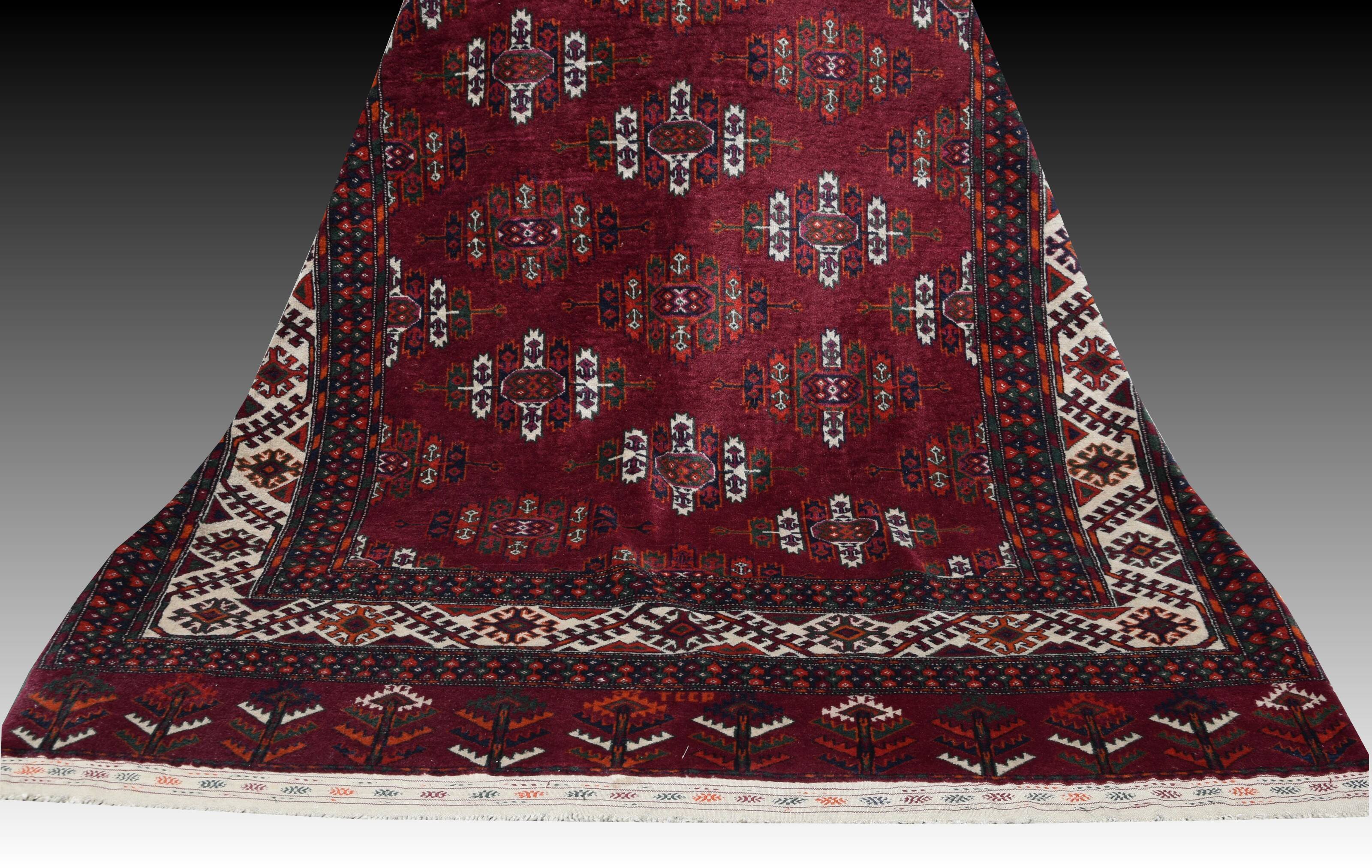 Turkmen Yomud Bukhara Oriental Rug: 2.40 X 1.60 Meters