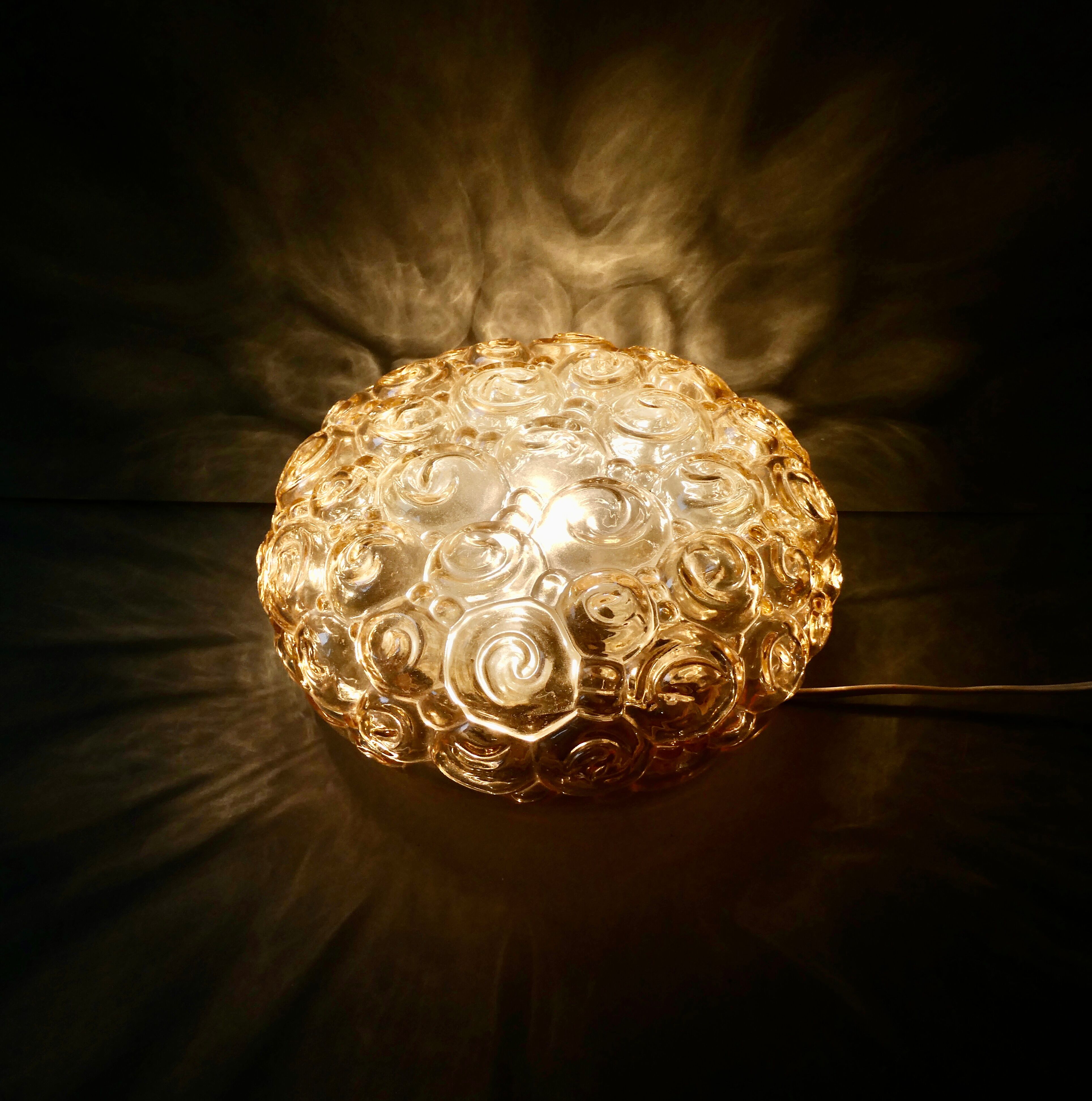 Ceiling lamp in amber glass from the 70s