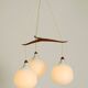 Pendant lamp with opal glass shades teak frame by Uno & Östen Kristiansson