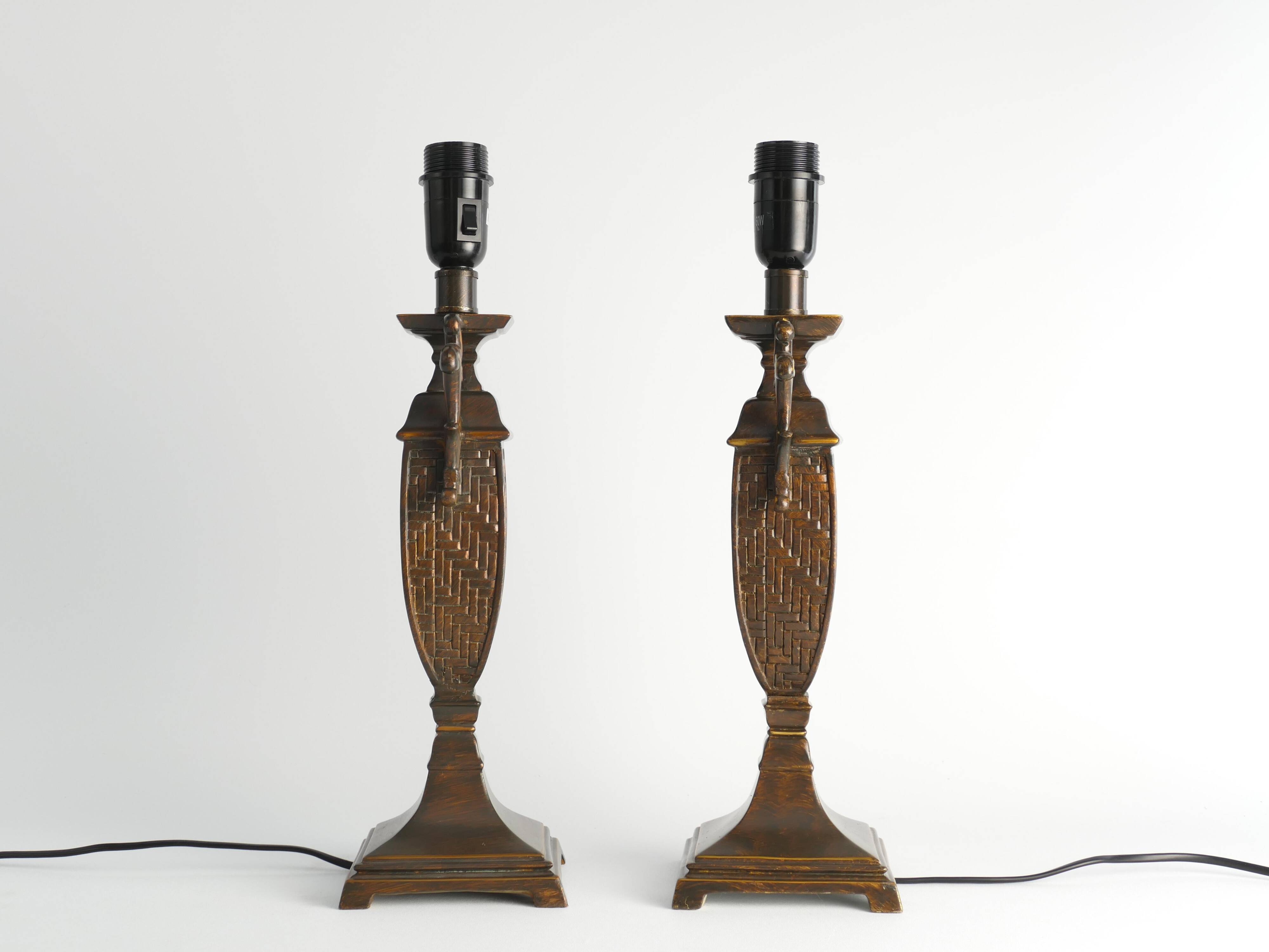 Chinoiserie Faux Rattan Amphora Table Lamps by Aneta, Sweden 1980's
