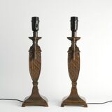 Chinoiserie Faux Rattan Amphora Table Lamps by Aneta, Sweden 1980's