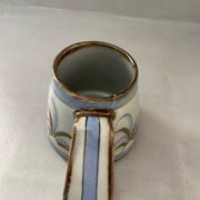 Vase mug en céramique artisanat mexicain signé oiseau fleur