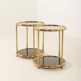 Hollywood Regency style mid century brass side tables, set of 2 , Italy