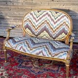 Louis XVI-style carved and lase-style wooden bench