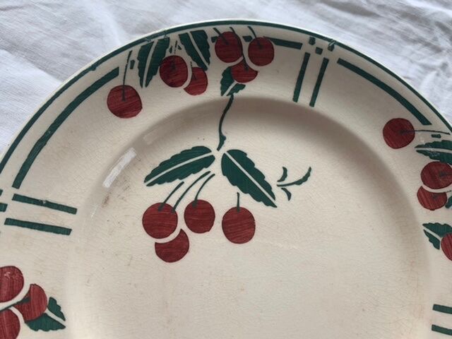 Compotier art deco cherries, longwy model the merises