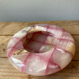 Ashtray with pink and white onyx checkerboard