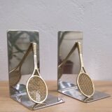 Paire de serre-livres vintage en forme de raquette de tennis – années 1980
