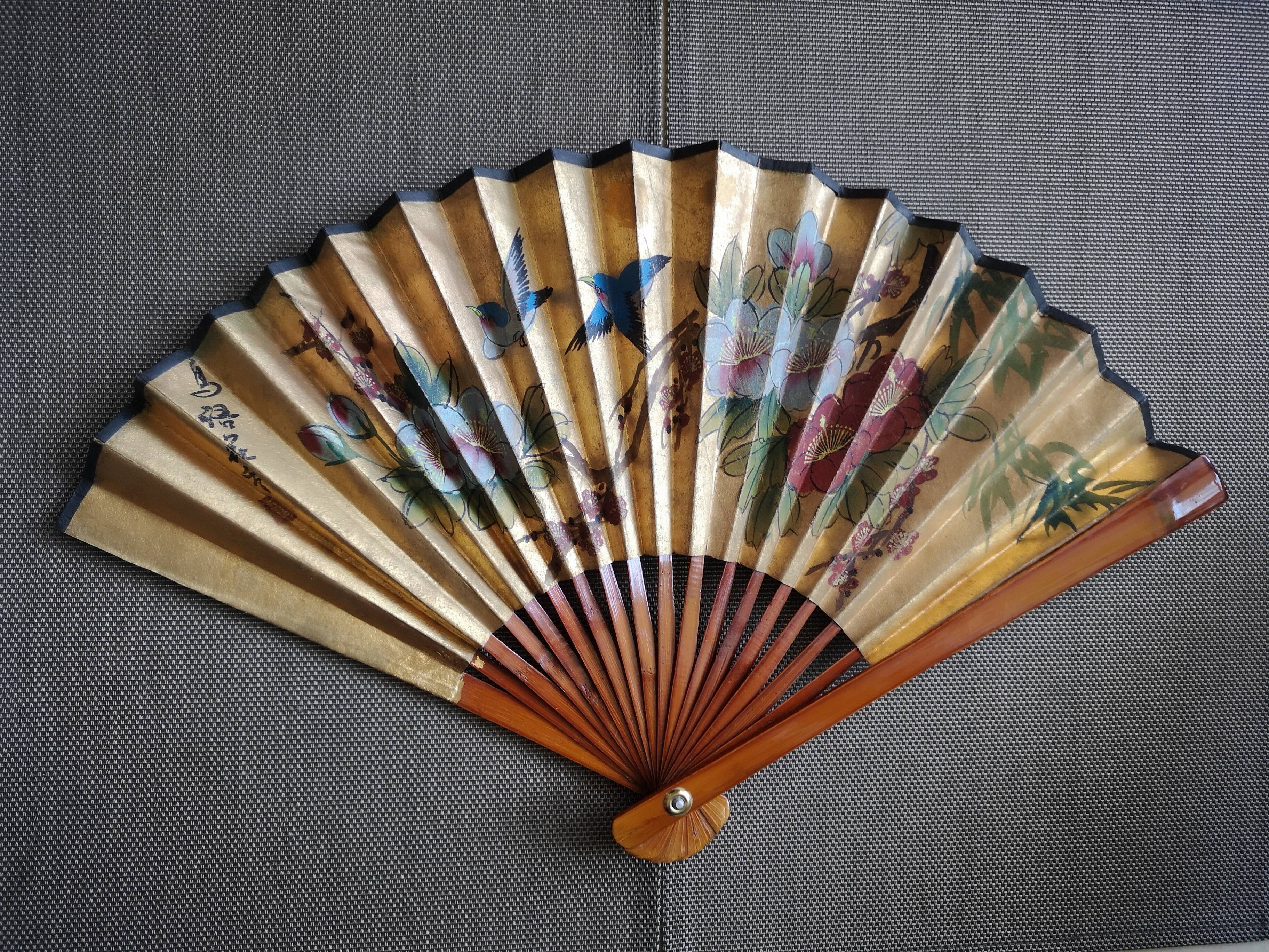 Eventail lacquered bamboo and hand wallpaper - china - 2nd half 20th century
