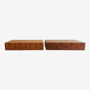 Pair of vintage rosewood veneer shelves, France 60s