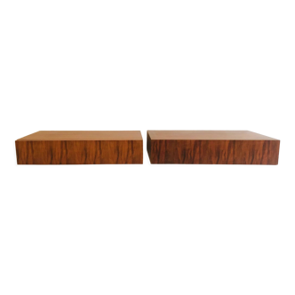 Pair of vintage rosewood veneer shelves, France 60s